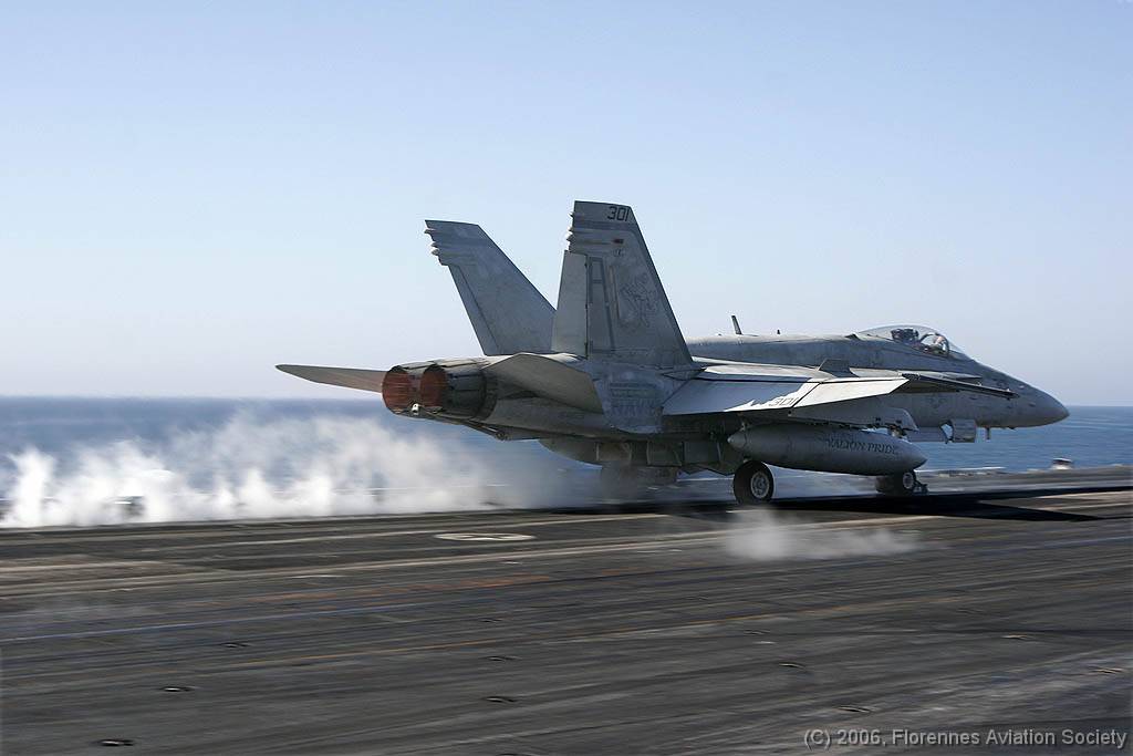 34 CVN71060221 FA-18C 164629 AJ-301 DK 02 F/A-18C 164629/AJ-301 of VFA-15 - USS Theodore Roosevelt, 21 February 2006 (C) Didier Kories